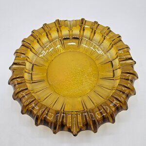 MCM Fostoria Golden Amber SUNBURST Glass Ashtray/trinket tray